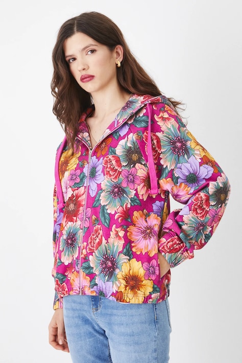 Хлопковая кофта Medicine женская цвет розовый с капюшоном узор