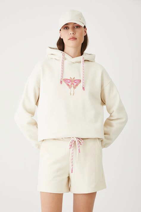 Bluza damska z ozdobnym haftem kolor beżowy