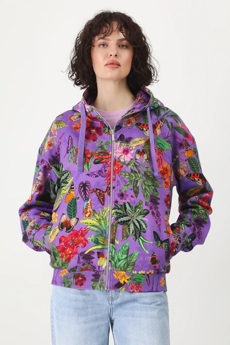 Medicine hanorac de bumbac femei, culoarea violet, cu glugă, modelator