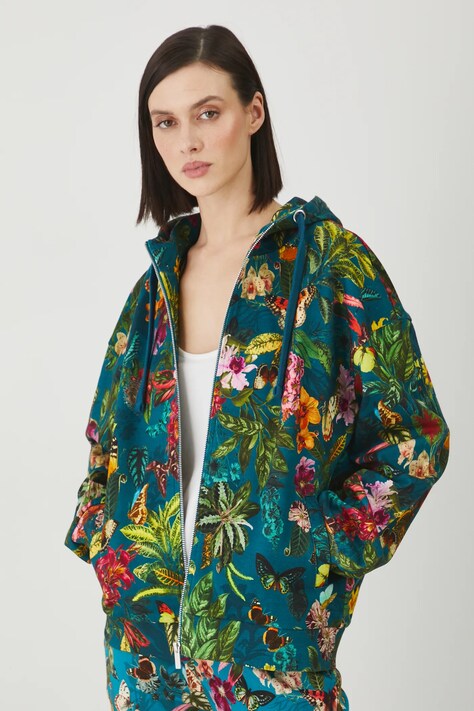 Памучен суичър Medicine в зелено с качулка с десен