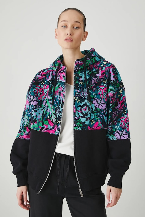 Medicine bluza femei, culoarea negru, cu glugă, cu imprimeu