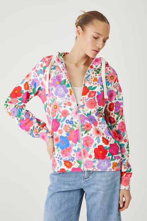 Medicine pamut melegítőfelső bézs, mintás, kapucnis