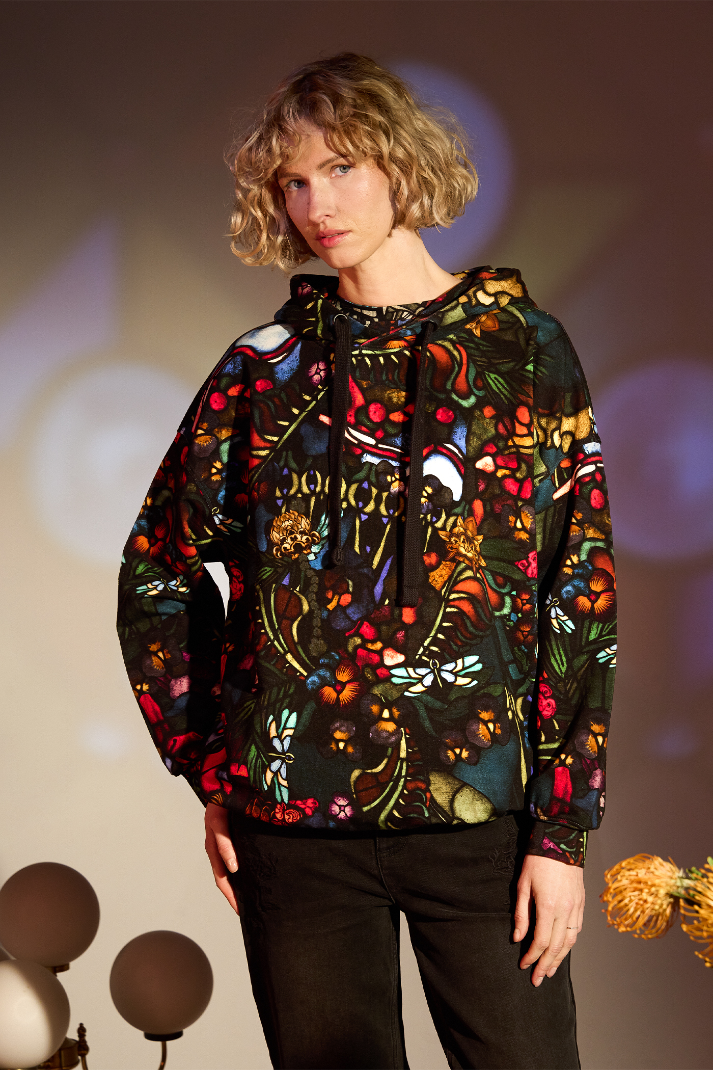 Bluza bawełniana damska z kolekcji Eviva L'arte z elastanem kolor czarny