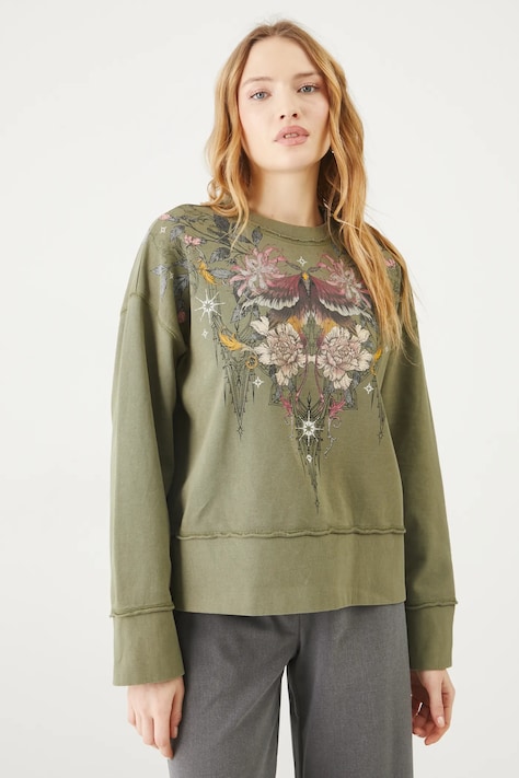 Памучен суичър Medicine в зелено с принт