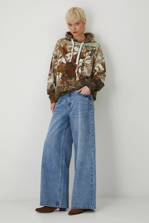 Bluza damska z kapturem wzorzysta kolor multicolor