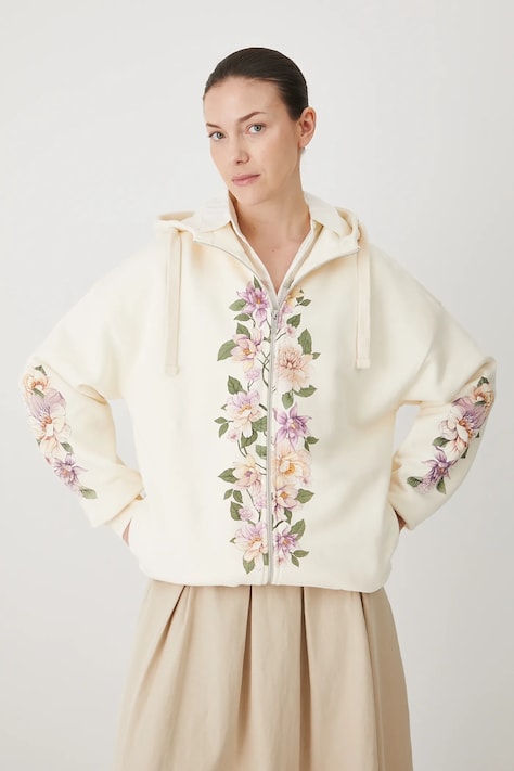 Medicine felpa colore beige con cappuccio