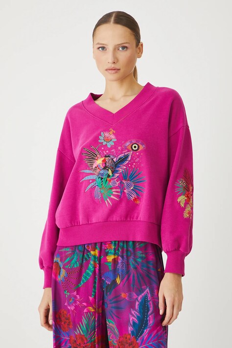 Mikina Medicine dámská, růžová barva, s aplikací