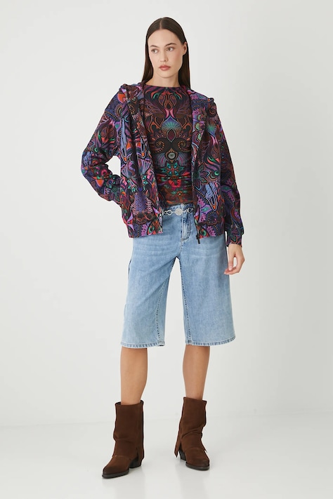 Bluza bawełniana damska wzorzysta kolor czarny