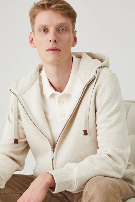 Mikina Medicine pánská, béžová barva, s kapucí, melanžová