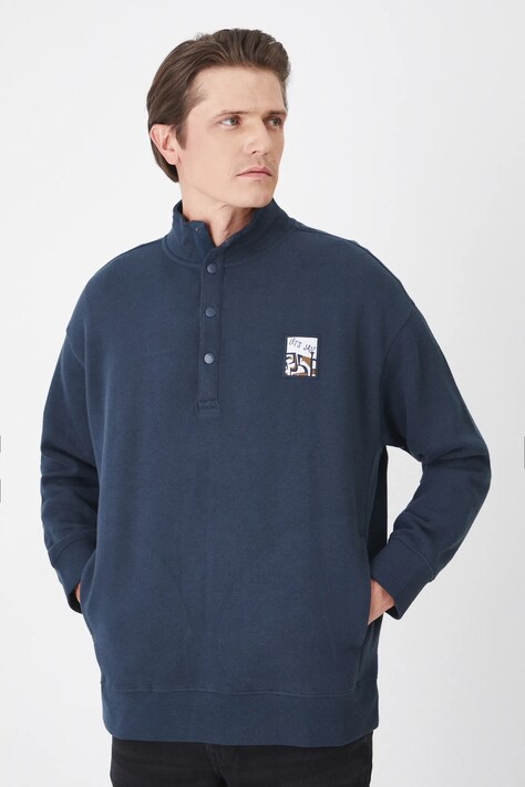 Bluza męska z aplikacją kolor granatowy