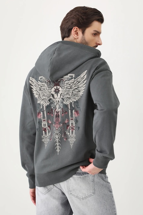 Памучен суичър Medicine в зелено с качулка с принт