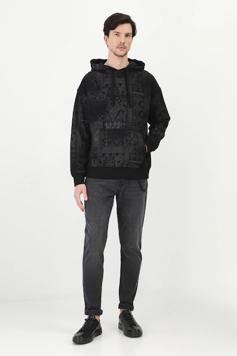 Кофта Medicine чоловіча колір чорний з капюшоном візерунок