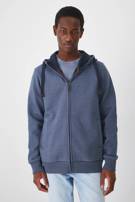 Mikina Medicine pánská, modrá barva, s kapucí, melanžová