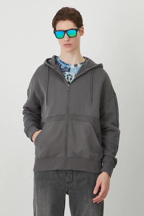 Bluza bawełniana męska z fakturą kolor szary