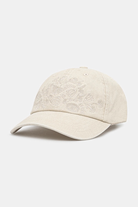 Medicine czapka z daszkiem bawełniana damska kolor beżowy z aplikacją