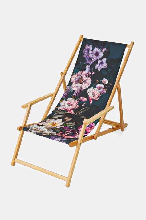 Leżak z podłokietnikami w kwiaty kolor multicolor