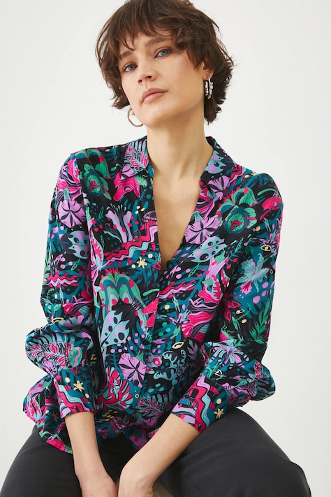 Koszula damska regular z wiskozy kolor multicolor