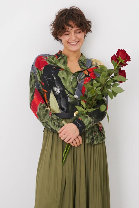 Koszula damska z wiskozy by Magda Kubiak – Dziki Las kolor multicolor