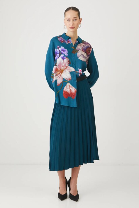 Сорочка Medicine жіноча колір бірюзовий regular класичний комір