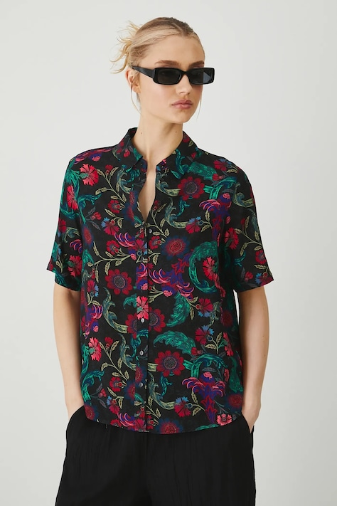 Koszula damska oversize z wiskozy kolor multicolor