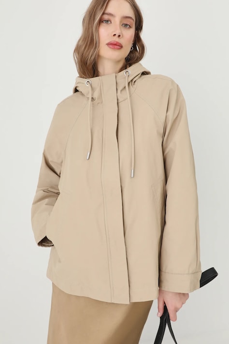 Parka dámská hladký povrch béžová barva