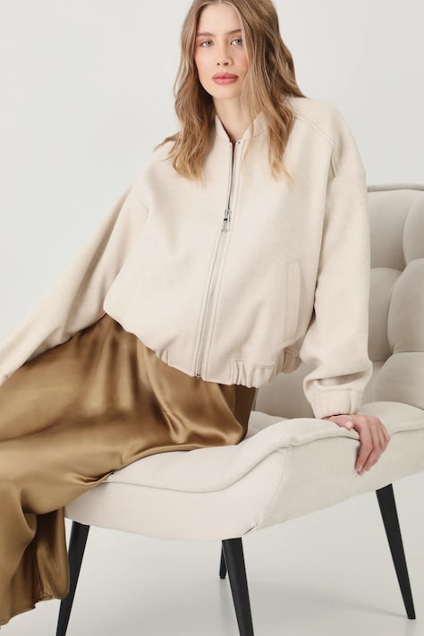 Bunda dámská melanž béžová barva