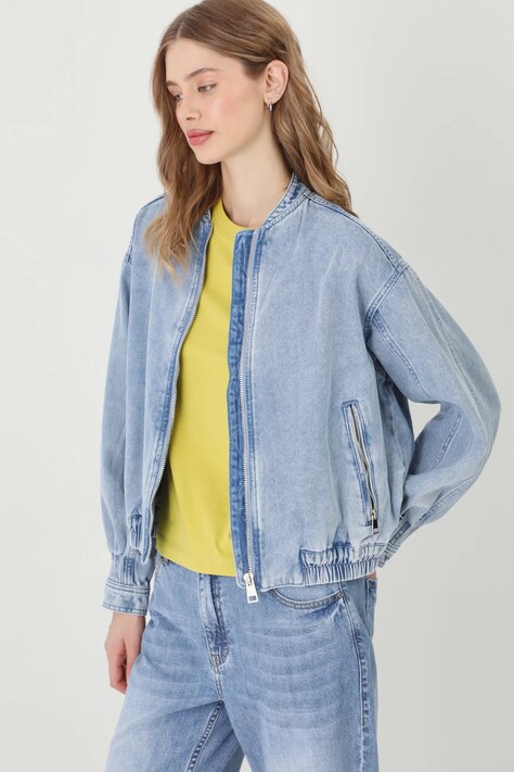 Medicine jachetă bomber din denim femei, de tranzitie, oversize