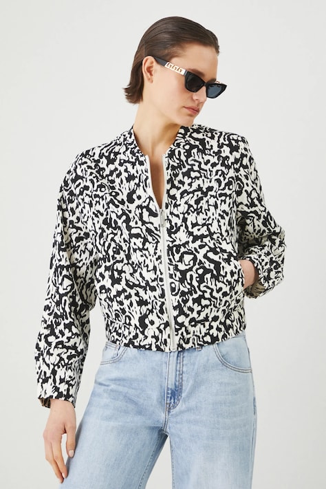 Kurtka bomber lniana damska wzorzysta kolor multicolor
