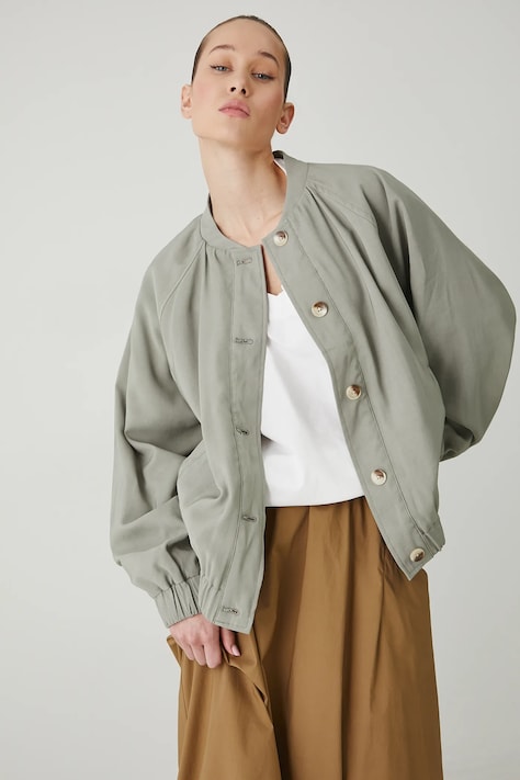 Bomber bunda dámská hladký povrch zelená barva