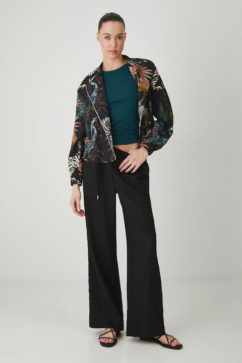 Kurtka bomber lniana wzorzysta kolor multicolor
