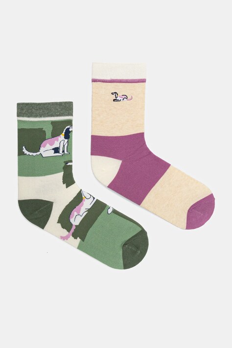 Skarpetki bawełniane damskie w psy (2-pack) kolor multicolor