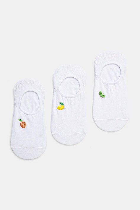 Skarpetki bawełniane damskie z ozdobnym haftem (3-pack) kolor biały