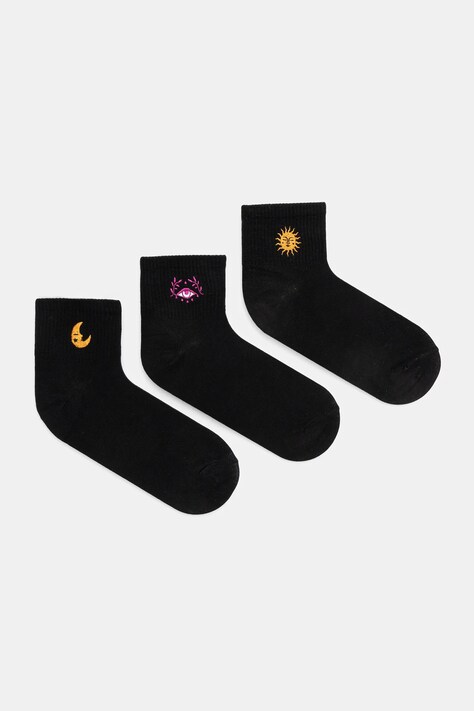 Skarpetki damskie z ozdobnym haftem (3-pack) kolor czarny