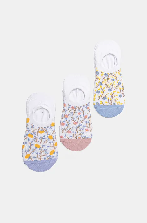 Skarpetki bawełniane damskie w kwiaty (3-pack) kolor multicolor