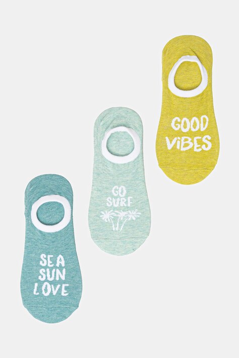 Skarpetki bawełniane damskie z napisami (3-pack) kolor multicolor