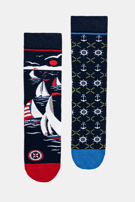Skarpetki bawełniane męskie z motywem morskim (2-pack) kolor multicolor