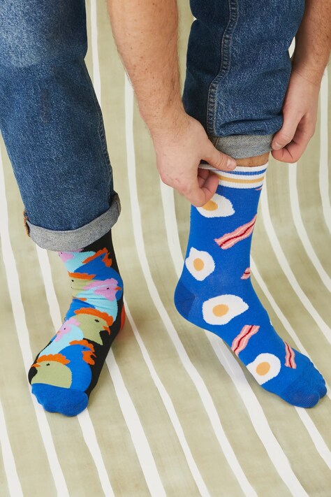 Skarpetki (2-pack) bawełniane męskie w kury kolor multicolor