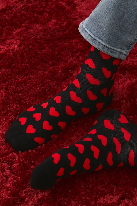 Skarpetki (2-pack) bawełniane męskie w serduszka kolor multicolor