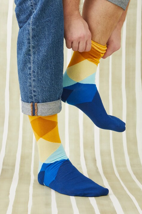 Skarpetki (2-pack) bawełniane męskie wzorzyste kolor multicolor