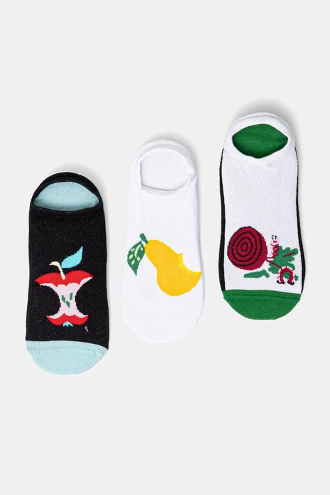 Skarpetki bawełniane męskie z motywem roślinnym i zwierzęcym (3-pack) kolor multicolor