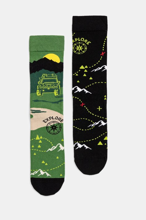 Skarpetki bawełniane męskie wzorzyste (2-pack) kolor multicolor