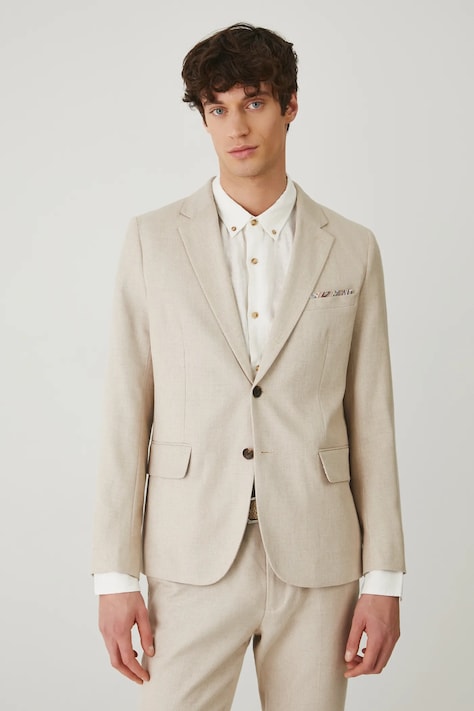 Medicine blazer din amestec de in culoarea bej