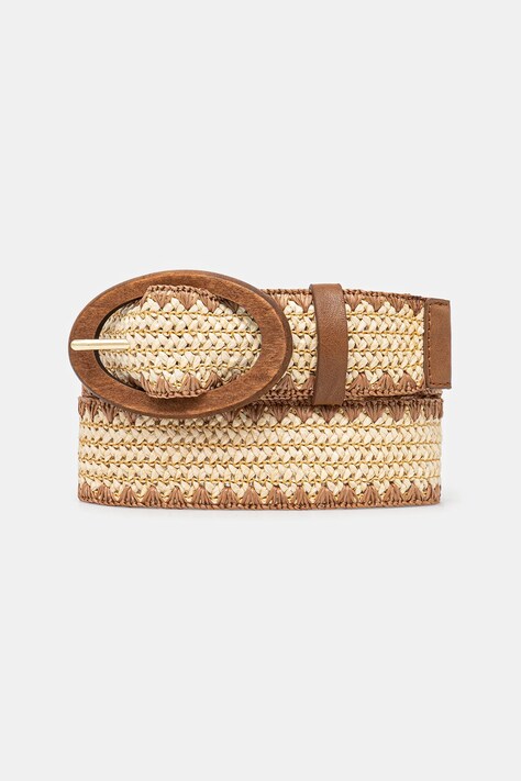 Pasek damski pleciony kolor beżowy
