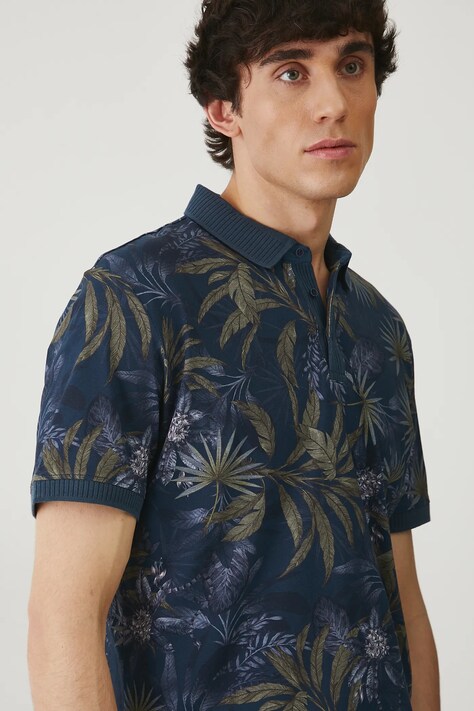 Тениска с яка Medicine в синьо с десен