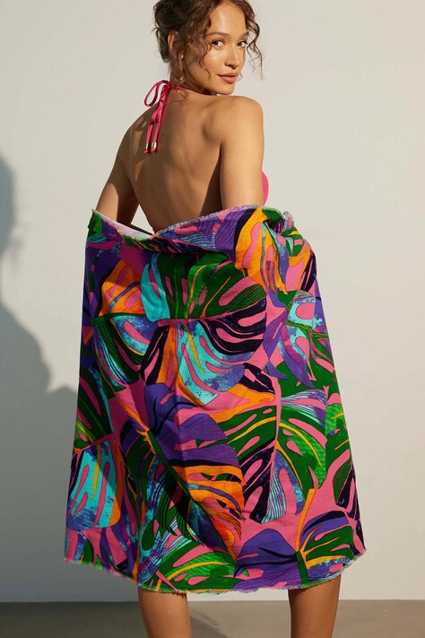 Ręcznik plażowy bawełniany wzorzysty kolor multicolor