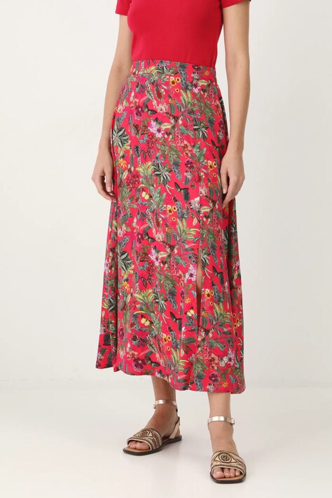 Spódnica damska maxi z wiskozy wzorzysta kolor różowy