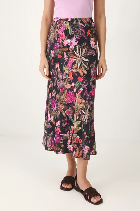 Spódnica damska maxi z wiskozy wzorzysta kolor czarny