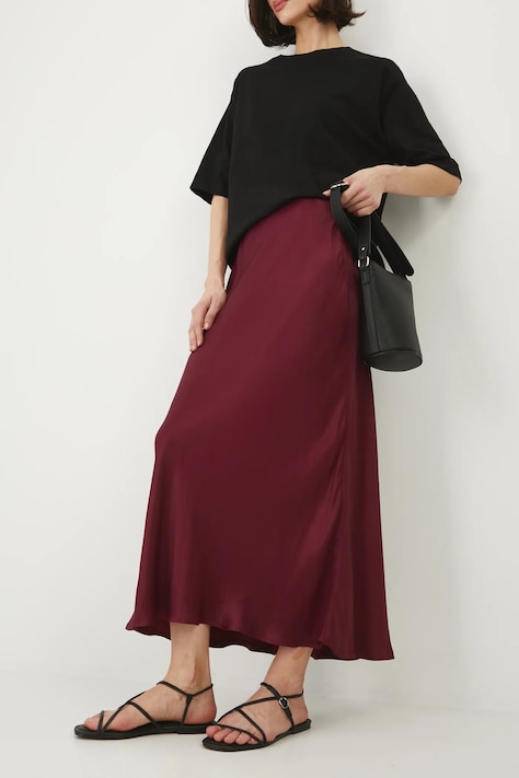 Spódnica damska maxi gładka kolor bordowy