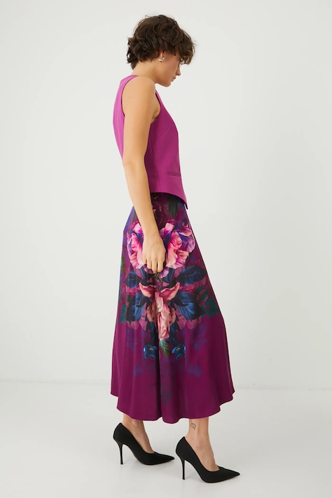 Spódnica damska maxi z wiskozy w kwiaty kolor różowy
