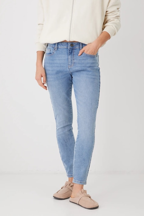 Jeansy damskie skinny z efektem sprania kolor niebieski